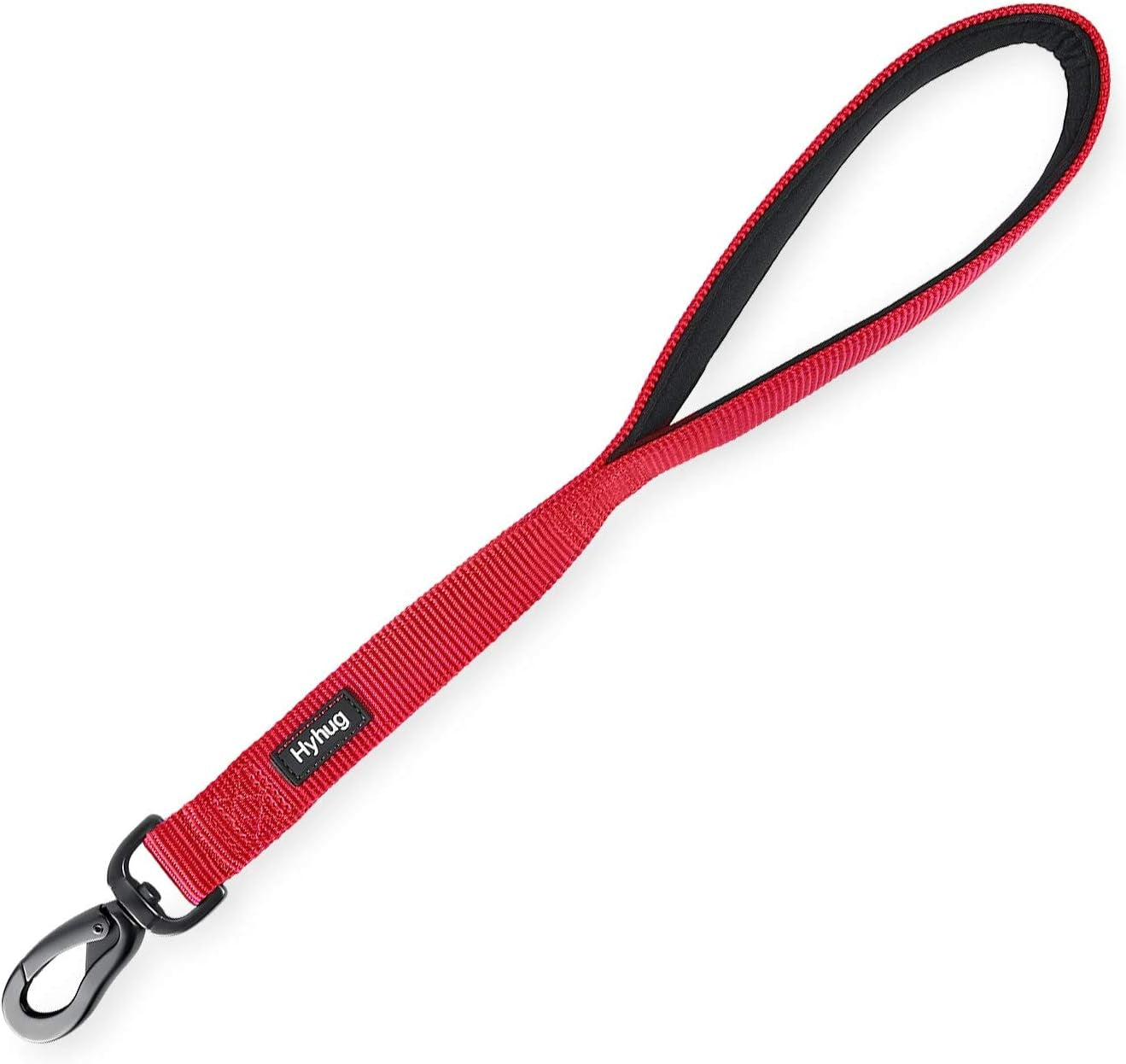 Traffic Nylon 18 Inches Short Leash with Soft Neoprene Padded Handle for Giant Large Medium Boy and Girl Dogs - Professional Training, Daily Use Walking. (18 Inches, Red)